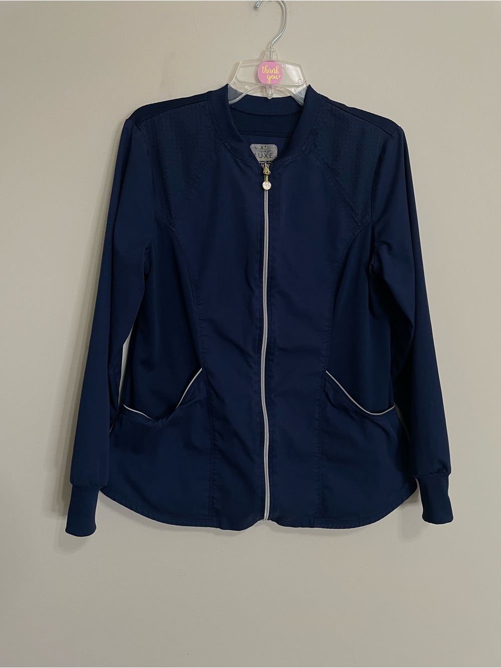 Luxe  Navy Zip-Front Lightweight Jacket~ Sz Medium Medical Staff